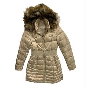 Laundry By Shelli Segal Quilted Coat with Faux Fur Hood Size XS